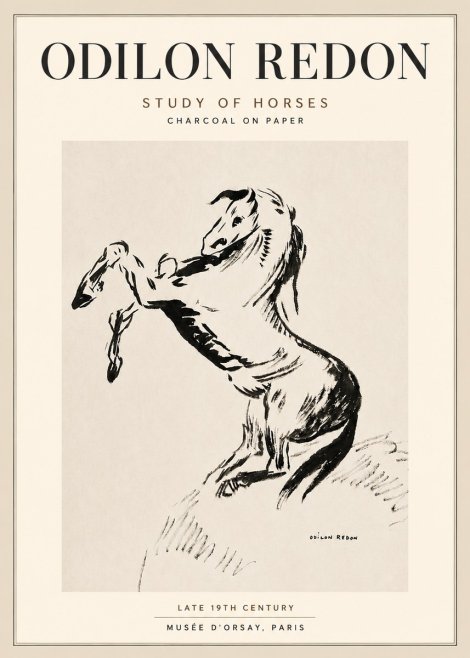 Odilon Redon Study of Horses No5 - Poszter
