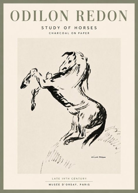 Odilon Redon Study of Horses No6 - Poszter
