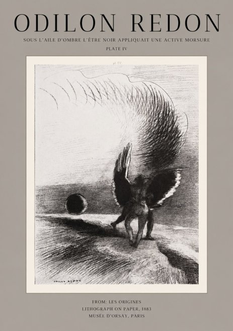 Odilon Redon Sous L'aile D'ombre L'être Noir Appliquait Une Active Morsure Plate Iv No1 - Poszter