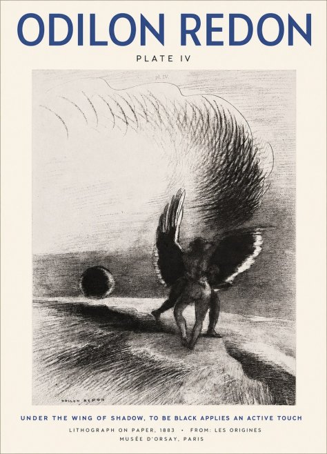 Odilon Redon Sous L'aile D'ombre L'être Noir Appliquait Une Active Morsure Plate Iv No2 - Poszter