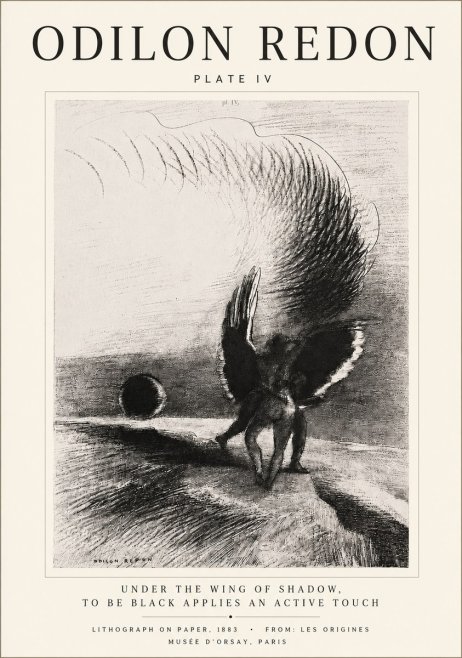 Odilon Redon Sous L'aile D'ombre L'être Noir Appliquait Une Active Morsure Plate Iv No5 - Poszter