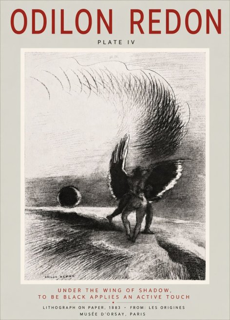Odilon Redon Sous L'aile D'ombre L'être Noir Appliquait Une Active Morsure Plate Iv No6 - Poszter