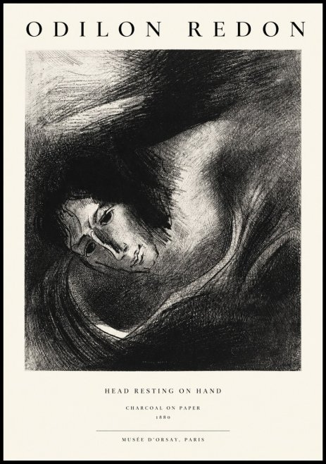 Odilon Redon Head Resting on Hand No1 - Poszter