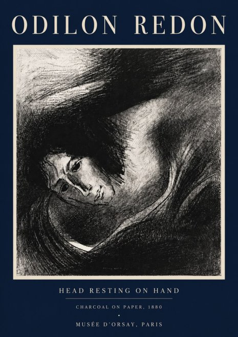 Odilon Redon Head Resting on Hand No4 - Poszter