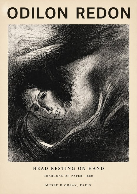 Odilon Redon Head Resting on Hand No5 - Poszter