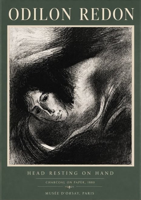 Odilon Redon Head Resting on Hand No6 - Poszter