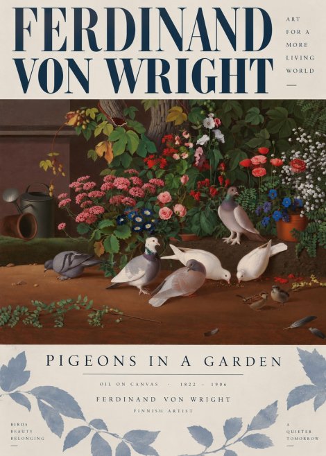 Ferdinand von Wright Pigeons and Flowers No5 - Poszter