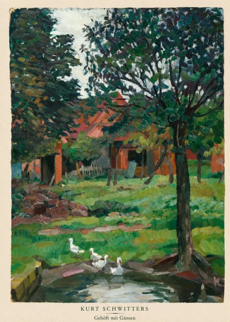Kurt Schwitters Gehöft Mit Gänsen No6 - Poszter