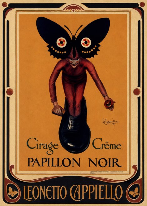 Leonetto Cappiello Cirage Crème Papillon Noir No1 - Poszter
