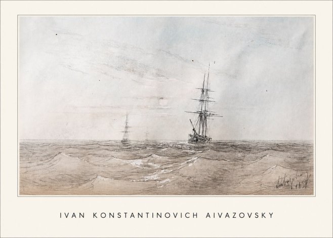Ivan Konstantinovich Aivazovsky Two Sailing Ships at Sea No1 - Poszter