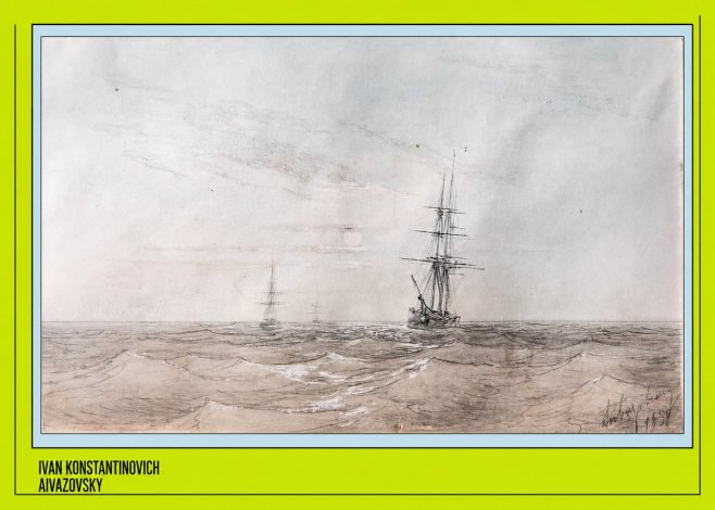 Ivan Konstantinovich Aivazovsky Two Sailing Ships at Sea No3 - Poszter