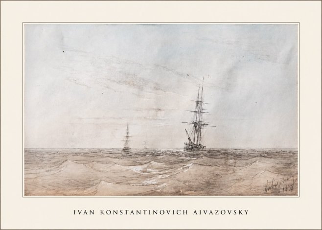 Ivan Konstantinovich Aivazovsky Two Sailing Ships at Sea No4 - Poszter