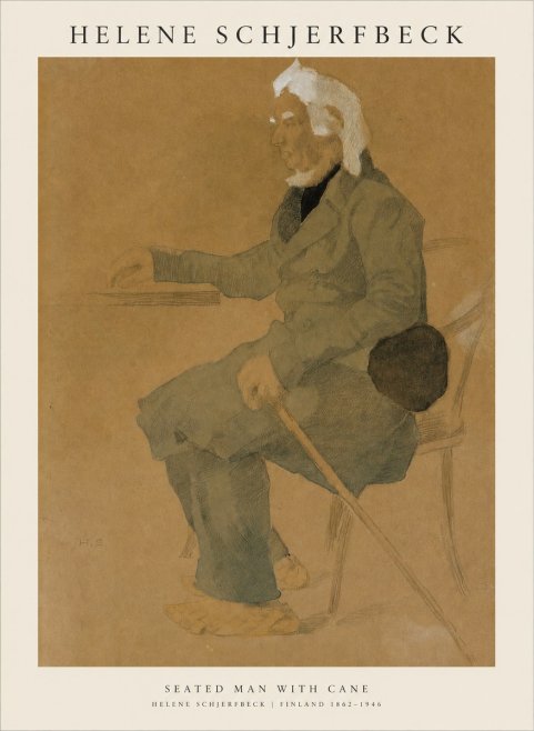 Helene Schjerfbeck Seated Man with Cane No1 - Poszter