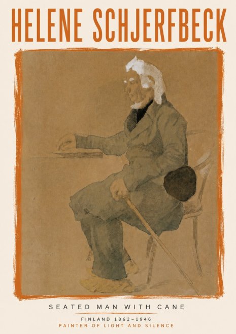 Helene Schjerfbeck Seated Man with Cane No6 - Poszter