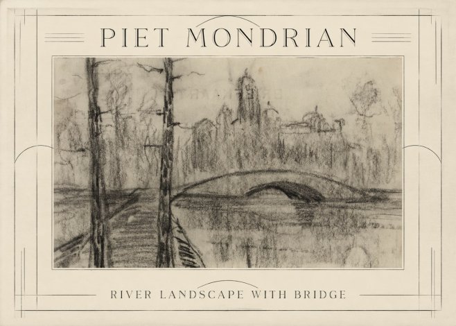 Piet Mondrian River Landscape with Bridge No1 - Poszter