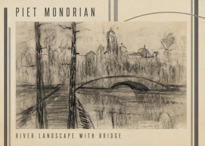 Piet Mondrian River Landscape with Bridge No3 - Poszter