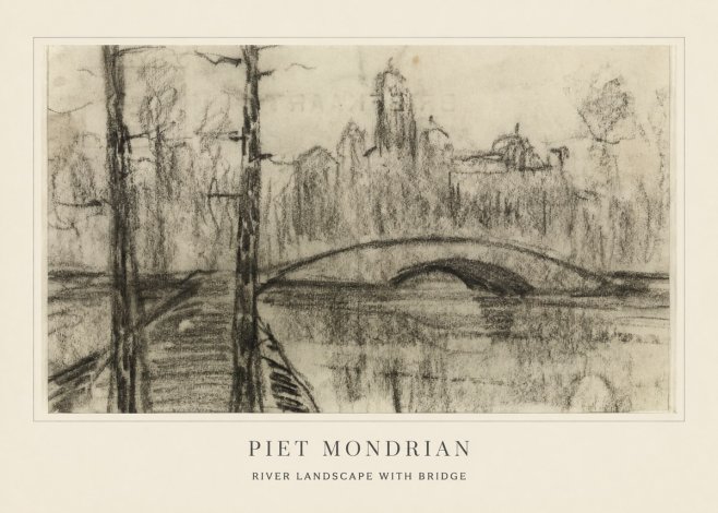 Piet Mondrian River Landscape with Bridge No4 - Poszter