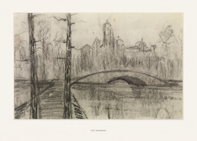 Piet Mondrian River Landscape with Bridge No5 - Poszter
