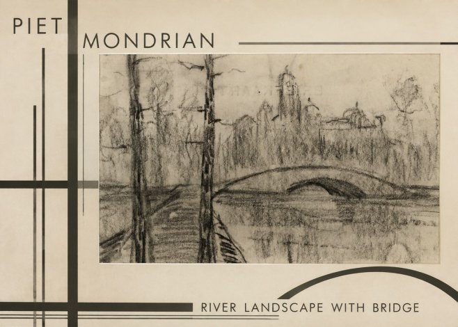 Piet Mondrian River Landscape with Bridge No6 - Poszter
