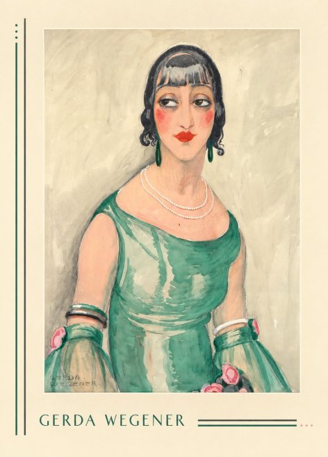 Gerda Wegener Portrait of a Woman in Green Dress No6 - Poszter