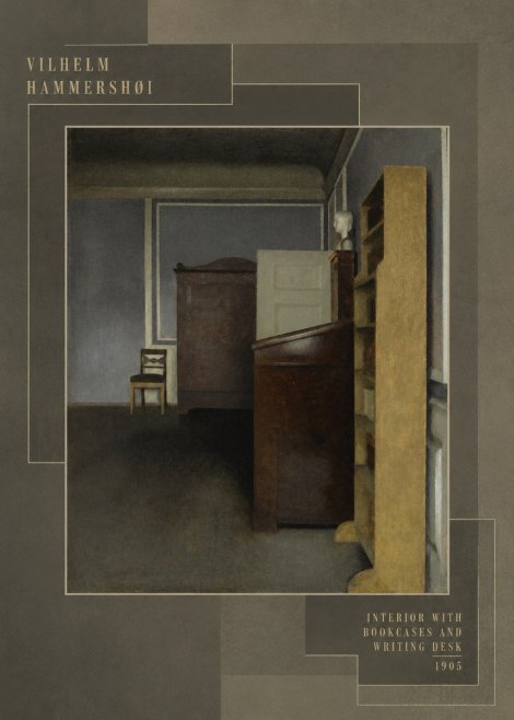 Vilhelm Hammershøi Interior with Bookcases and Writing Desk No5 - Poszter