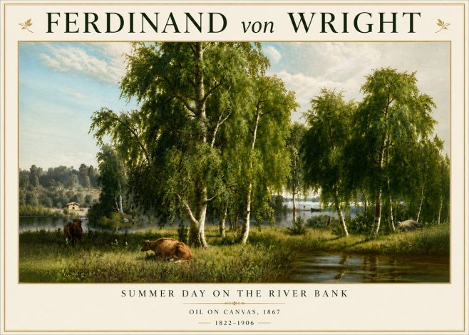 Ferdinand von Wright Summer Day on the River Bank No6 - Poszter