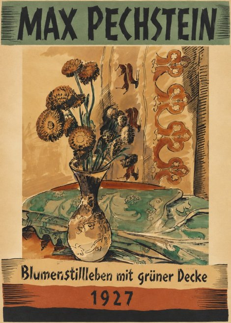 Max Pechstein Blumenstillleben Mit Grüner Decke No5 - Poszter