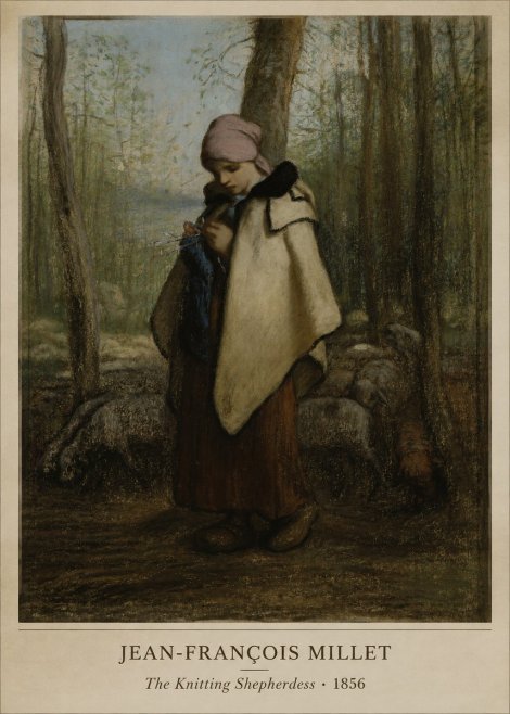 Jean-François Millet The Knitting Shepherdess · 1856 No5 - Poszter