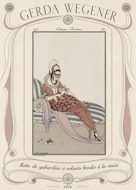 Gerda Wegener Robe De Gabardine À Volants Brodés À La Main II No4 - Poszter