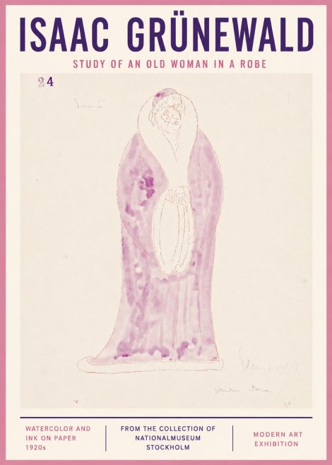 Isaac Grünewald Study of an Old Woman in a Robe No4 - Poszter