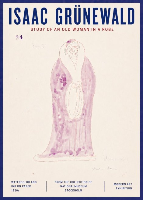 Isaac Grünewald Study of an Old Woman in a Robe No5 - Poszter
