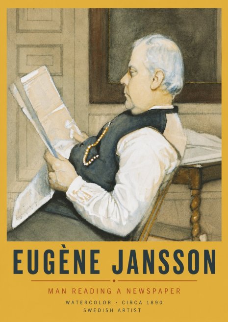 Eugène Jansson Man Reading a Newspaper No6 - Poszter