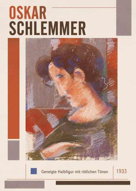 Oskar Schlemmer Geneigte Halbfigur Mit Rötlichen Tönen No1 - Poszter