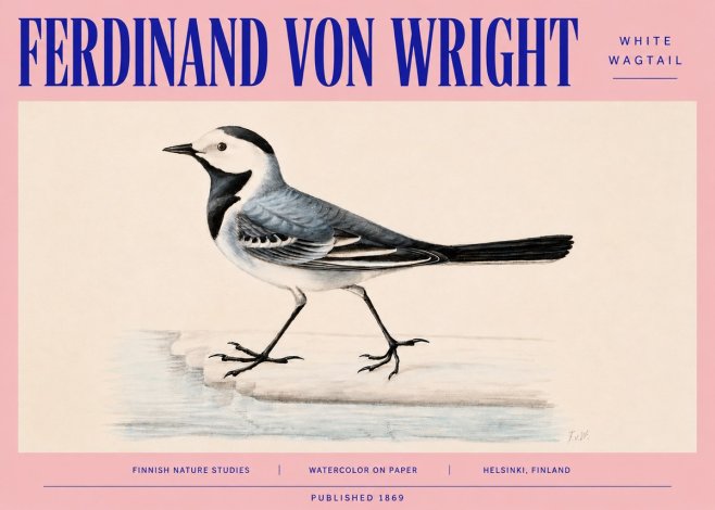 Ferdinand von Wright White Wagtail No4 - Poszter