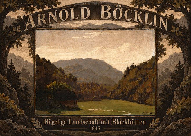 Arnold Böcklin Hügelige Landschaft Mit Blockhütten No6 - Poszter