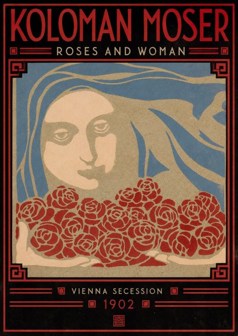 Koloman Moser Roses and Woman No5 - Poszter