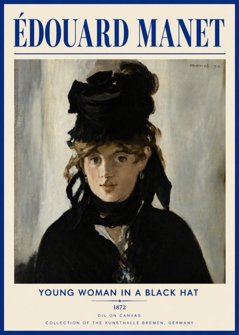 Édouard Manet Young Woman in a Black Hat I No5 - Poszter