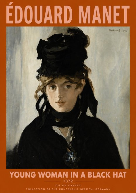 Édouard Manet Young Woman in a Black Hat I No6 - Poszter