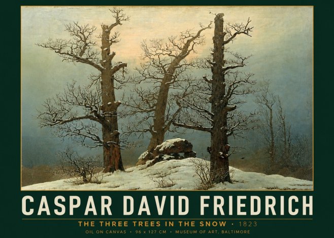 Caspar David Friedrich The Three Trees in the Snow No2 - Poszter