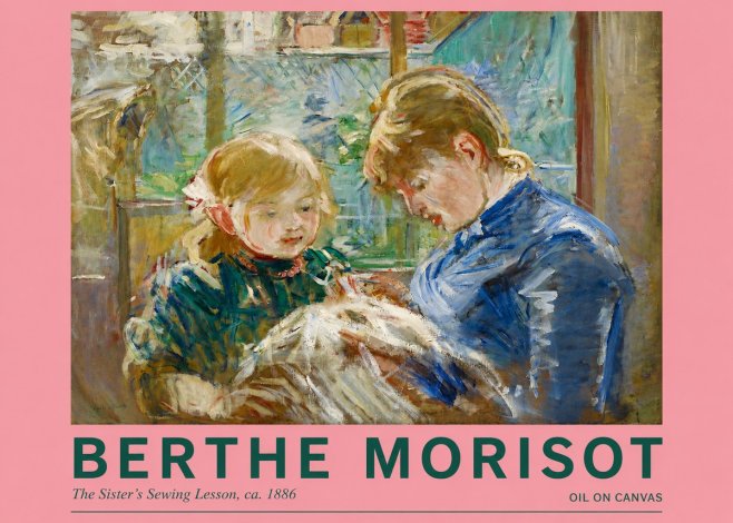 Berthe Morisot The Sister's Sewing Lesson, Ca. 1886 No2 - Poszter