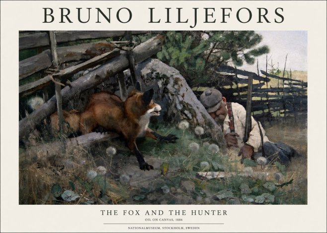 Bruno Liljefors The Fox and the Hunter No1 - Poszter