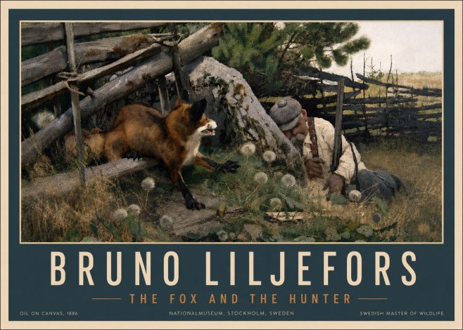 Bruno Liljefors The Fox and the Hunter No4 - Poszter