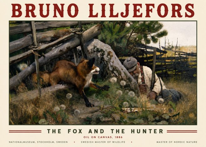 Bruno Liljefors The Fox and the Hunter No5 - Poszter