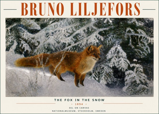 Bruno Liljefors The Fox in the Snow No6 - Poszter