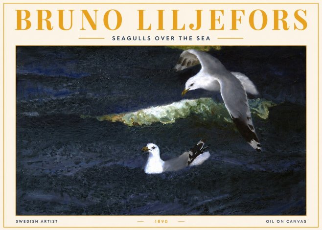 Bruno Liljefors Seagulls over the Sea No3 - Poszter