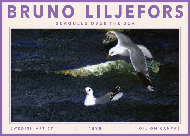 Bruno Liljefors Seagulls over the Sea No5 - Poszter