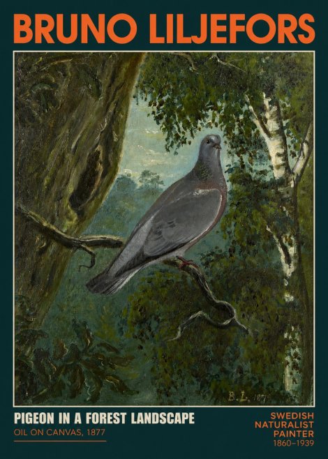 Bruno Liljefors Pigeon in a Forest Landscape No2 - Poszter