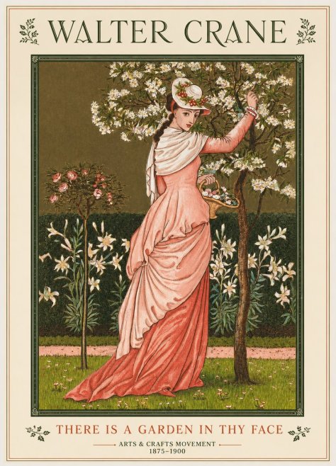 Walter Crane There Is a Garden in Thy Face I No2 - Poszter