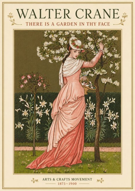 Walter Crane There Is a Garden in Thy Face I No4 - Poszter