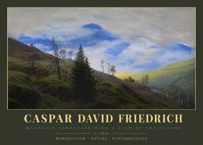 Caspar David Friedrich Mountain Landscape with a View of the Clouds No2 - Poszter